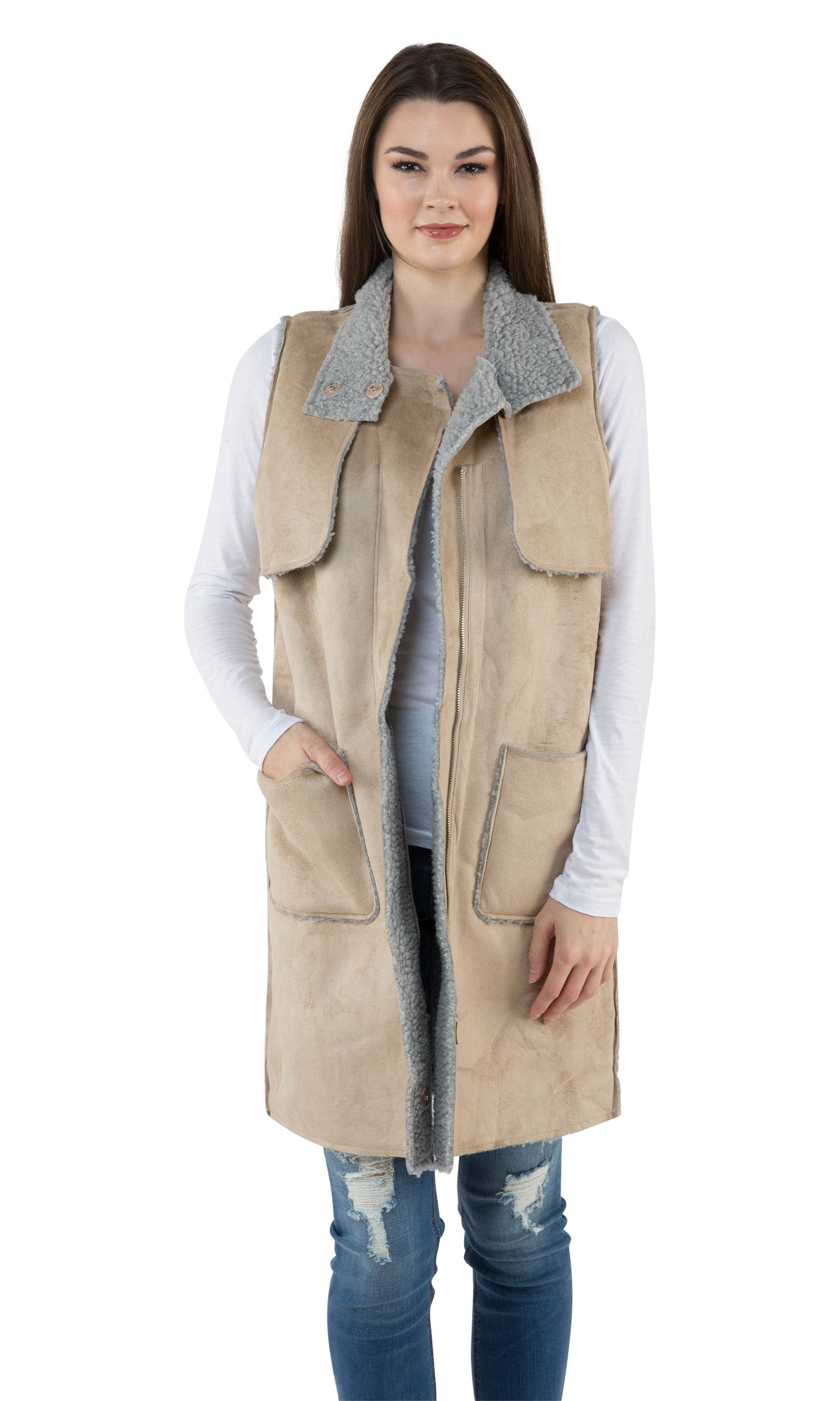 J.O.A. Sleeveless Faux Suede Vest