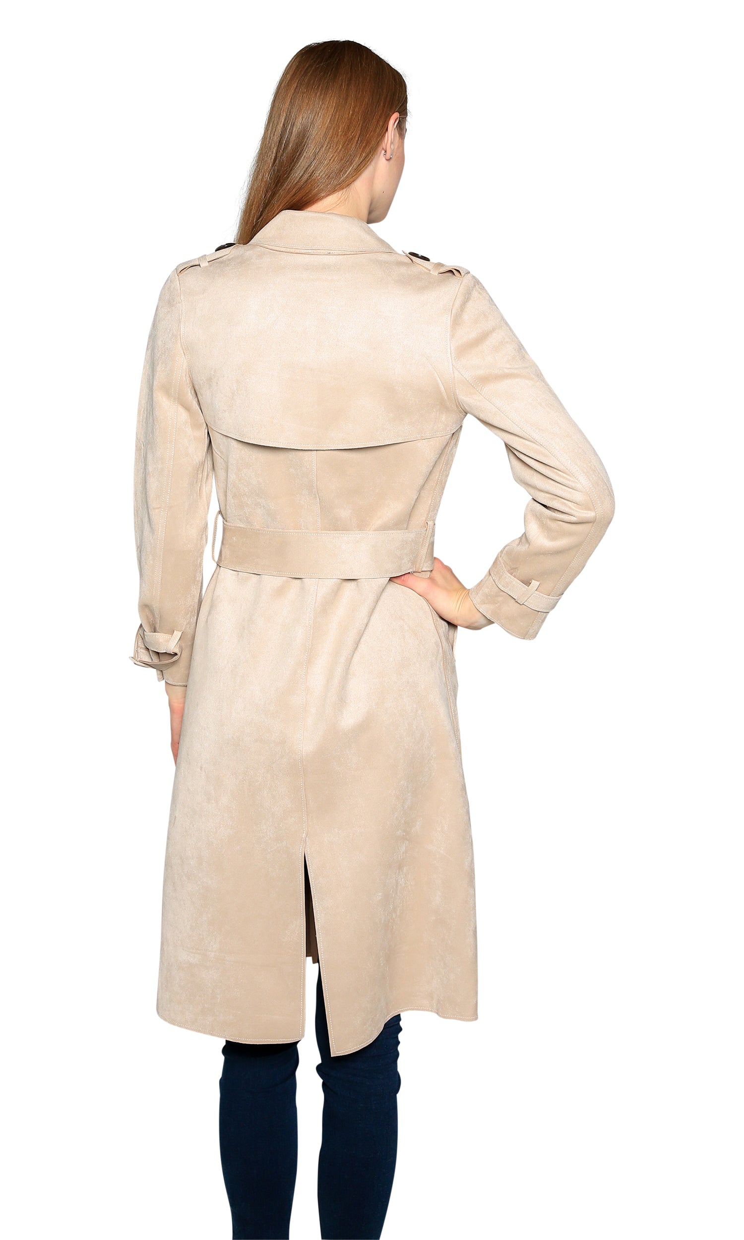 Love Token Adrianna Faux Suede Trench Coat