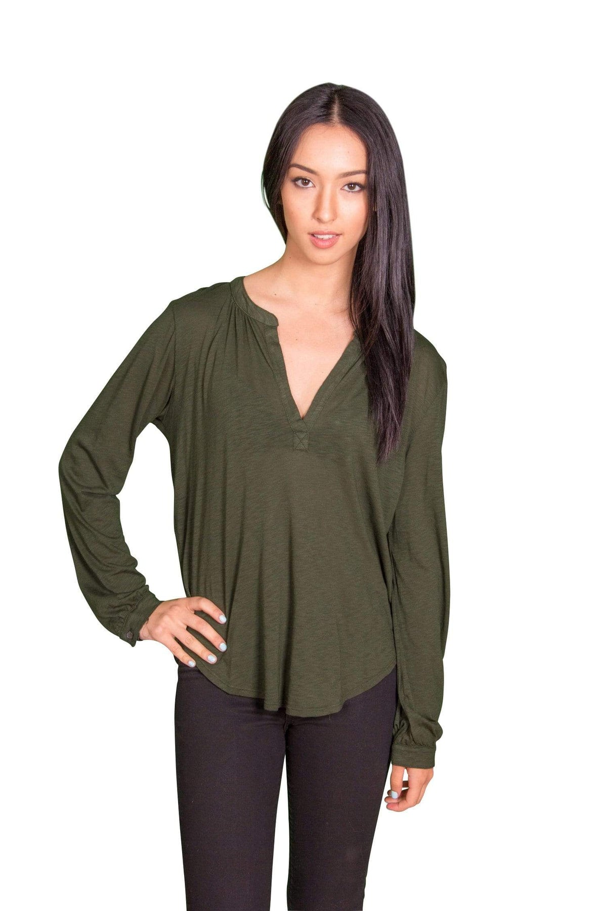 Velvet by Graham &amp; Spencer Chrishelle Luxe Slub Henley Top