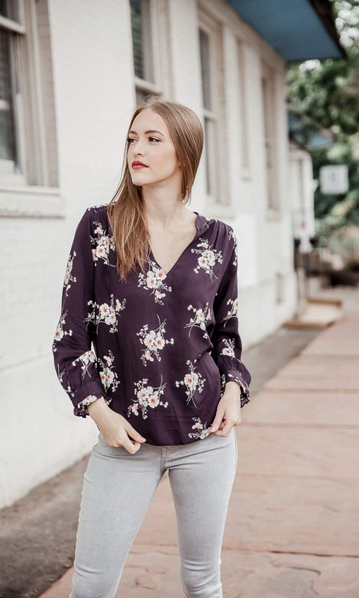 Velvet by Graham &amp; Spencer Jazzy Floral Print V Neck Top