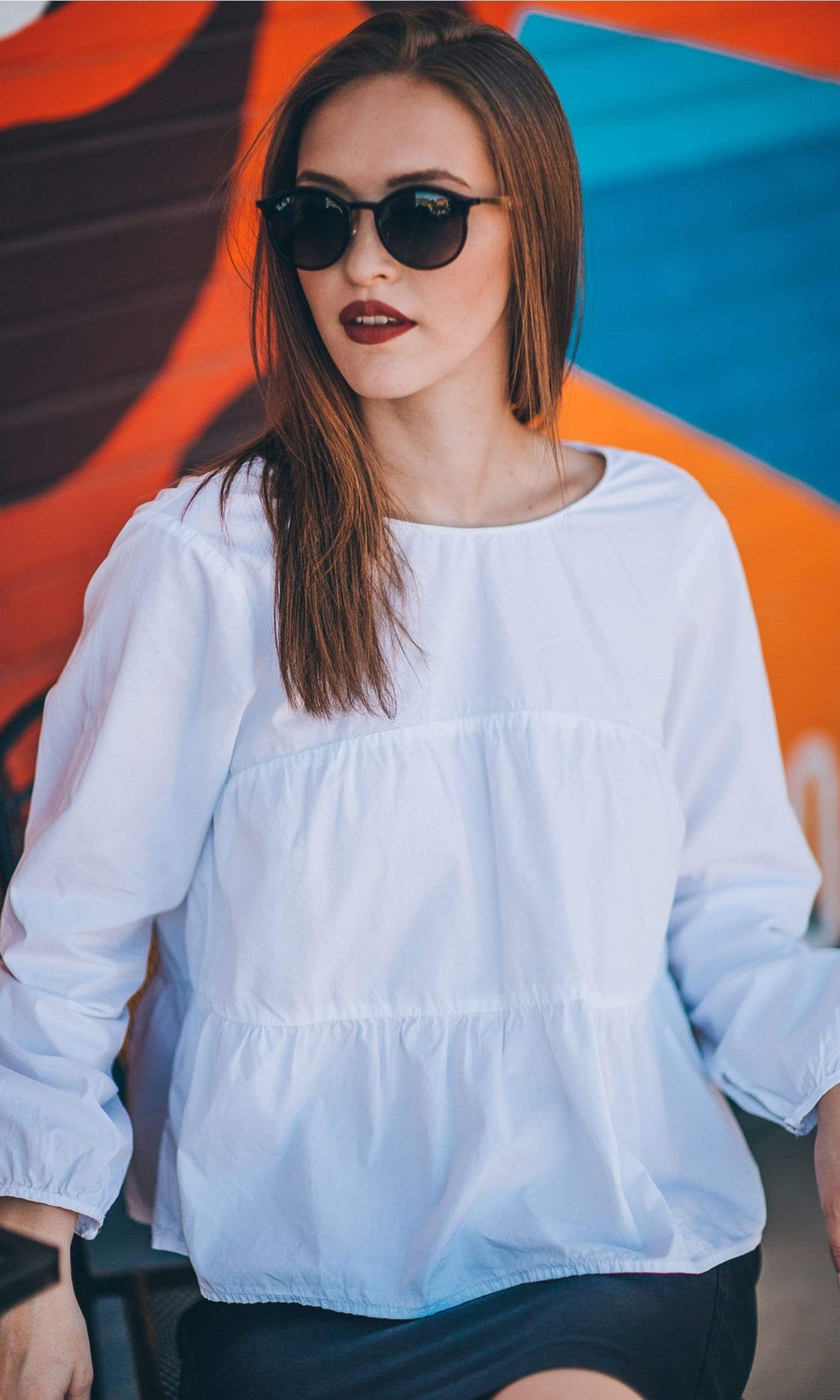 Velvet by Graham &amp; Spencer Blaine Crispy Poplin Ruffle Top