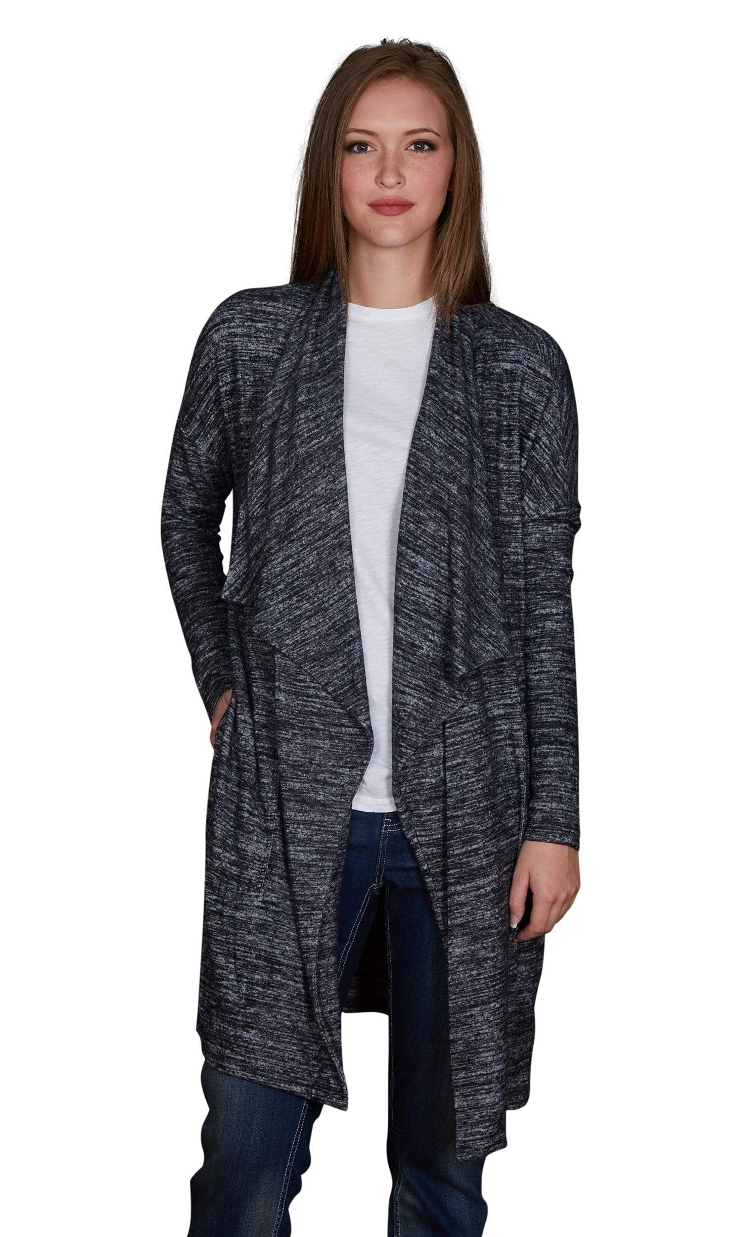 Velvet by Graham & Spencer Dejavu Cozy Jersey Front Drape Cardigan