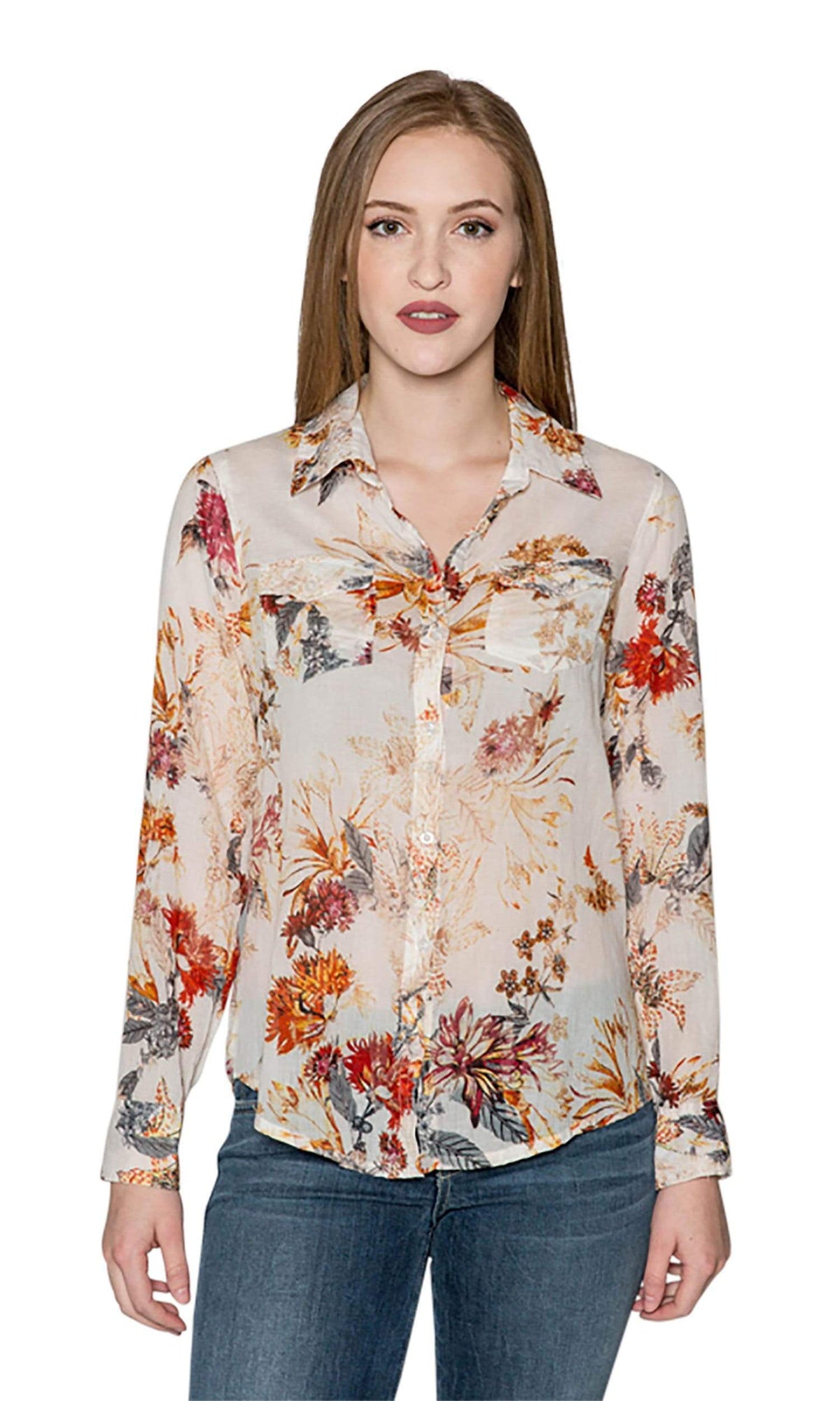 J.A.K. Button Down Red Floral Shirt