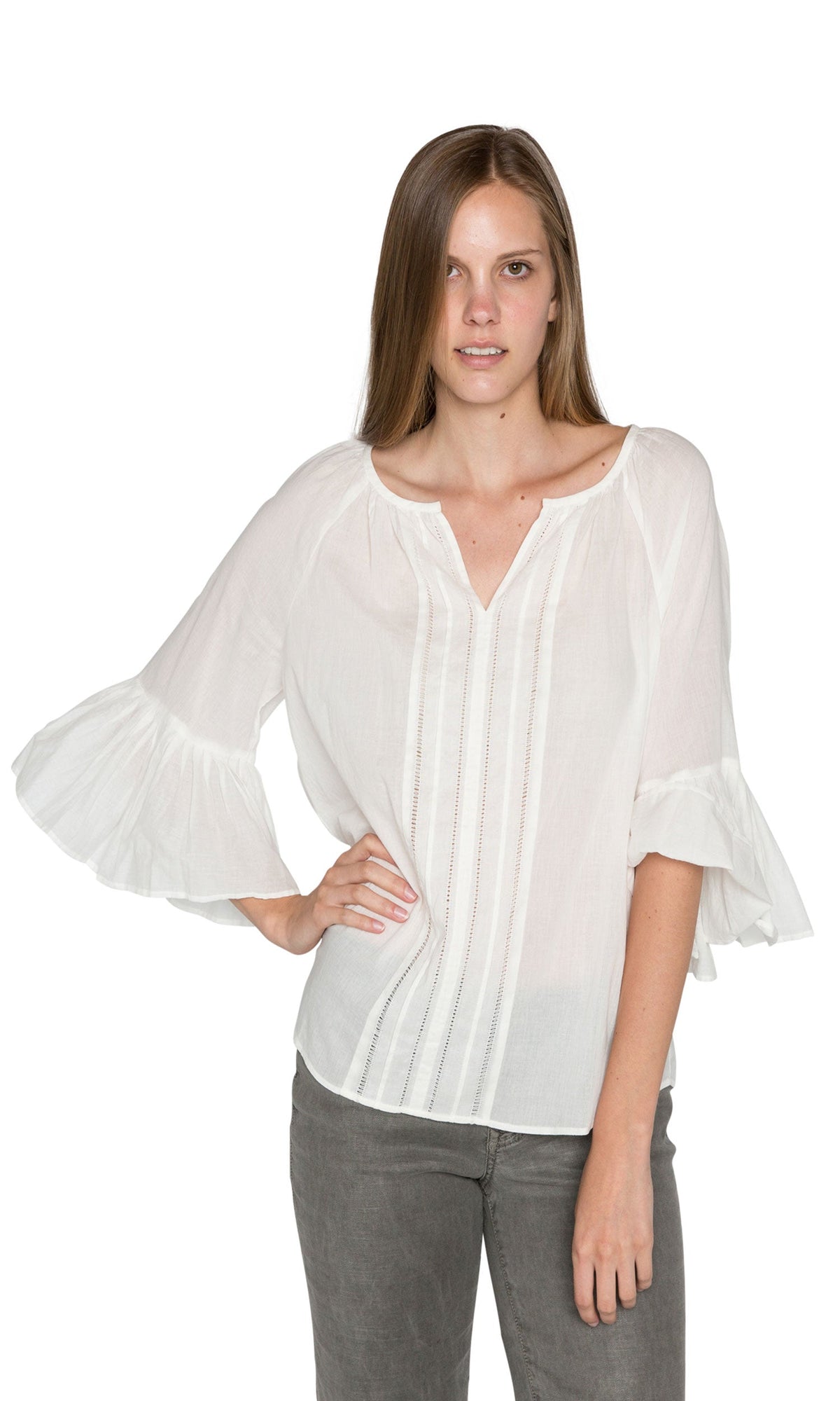 Velvet by Graham &amp; Spencer Celina Cotton Voile Pleated Top
