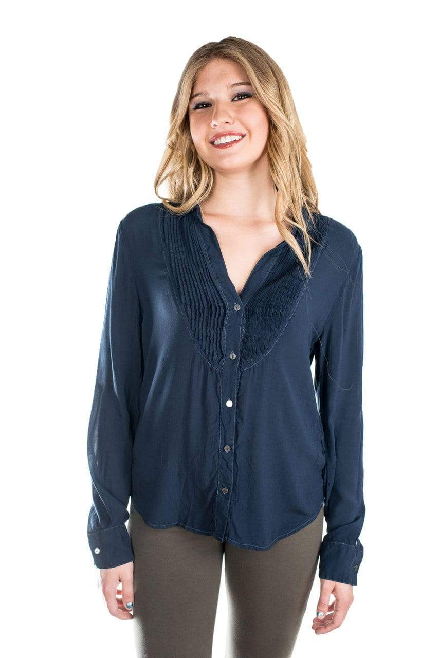 Velvet by Graham &amp; Spencer Vesta Pintuck Tuxedo Blouse