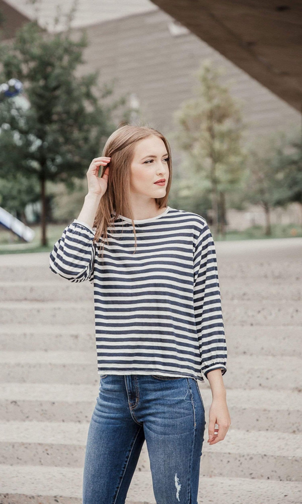 Velvet by Graham &amp; Spencer Zoelle Slub Knit Stripe Cuffed Sleeve Top