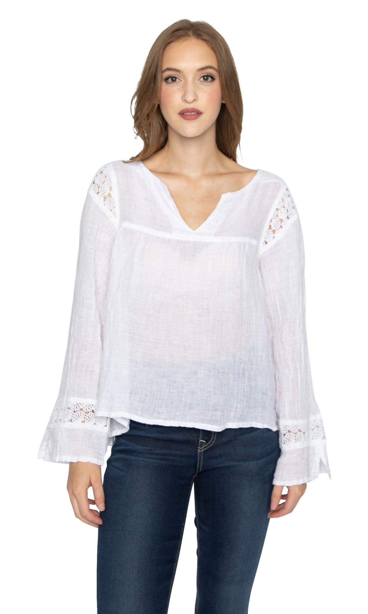 Haris Cotton Lace Trim Blouse