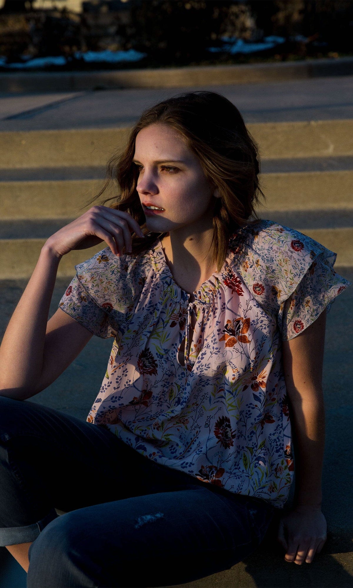 Velvet by Graham &amp; Spencer Angel Floral Printed Viscose Tie Top