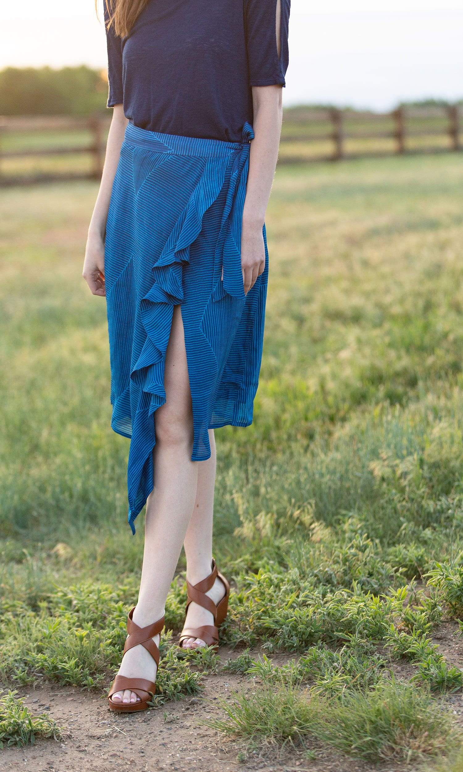 Conditions Apply Fun of the Travel Ruffle Front Wrap Skirt