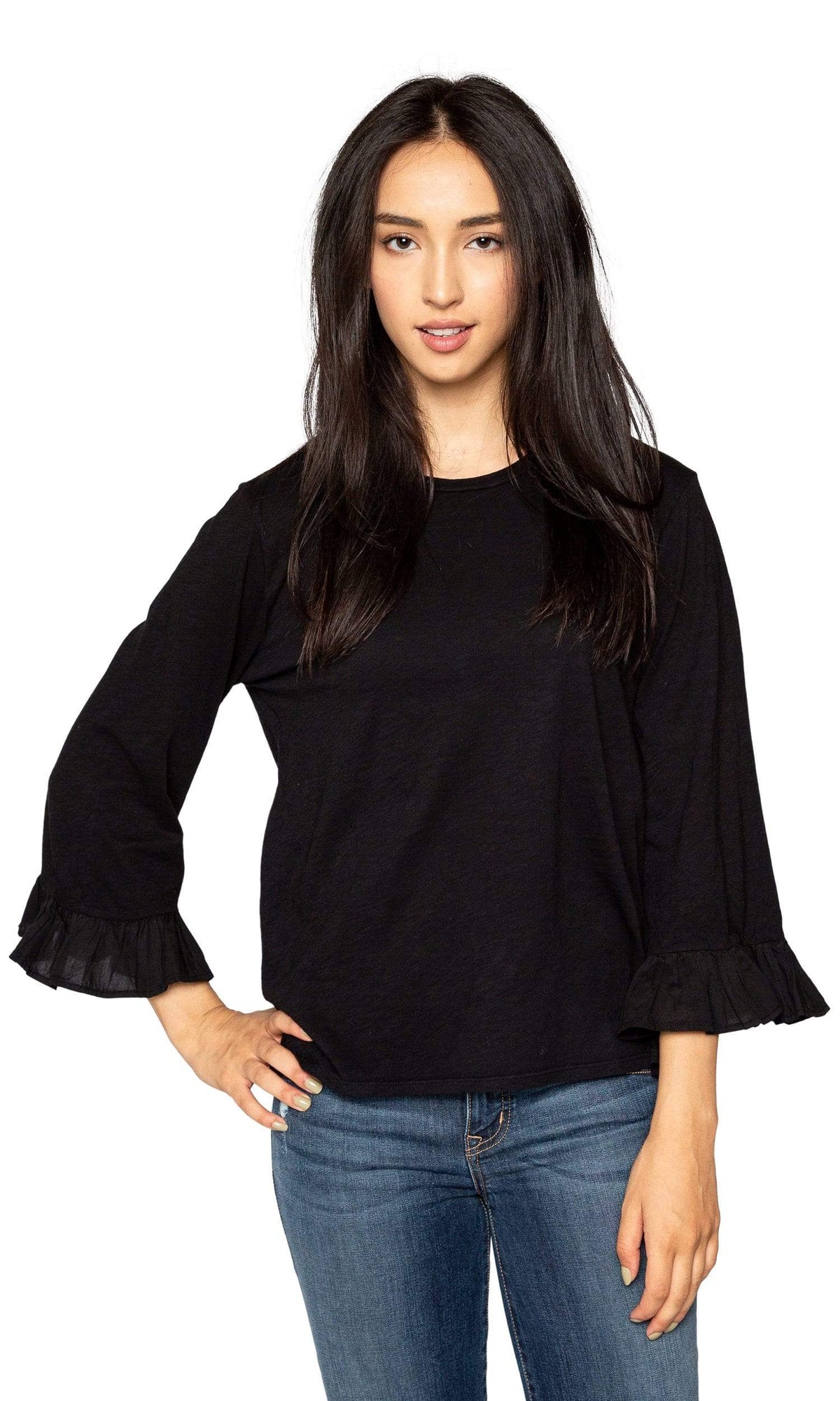 Velvet by Graham &amp; Spencer Toriana Cotton Slub Ruffle Sleeve Top