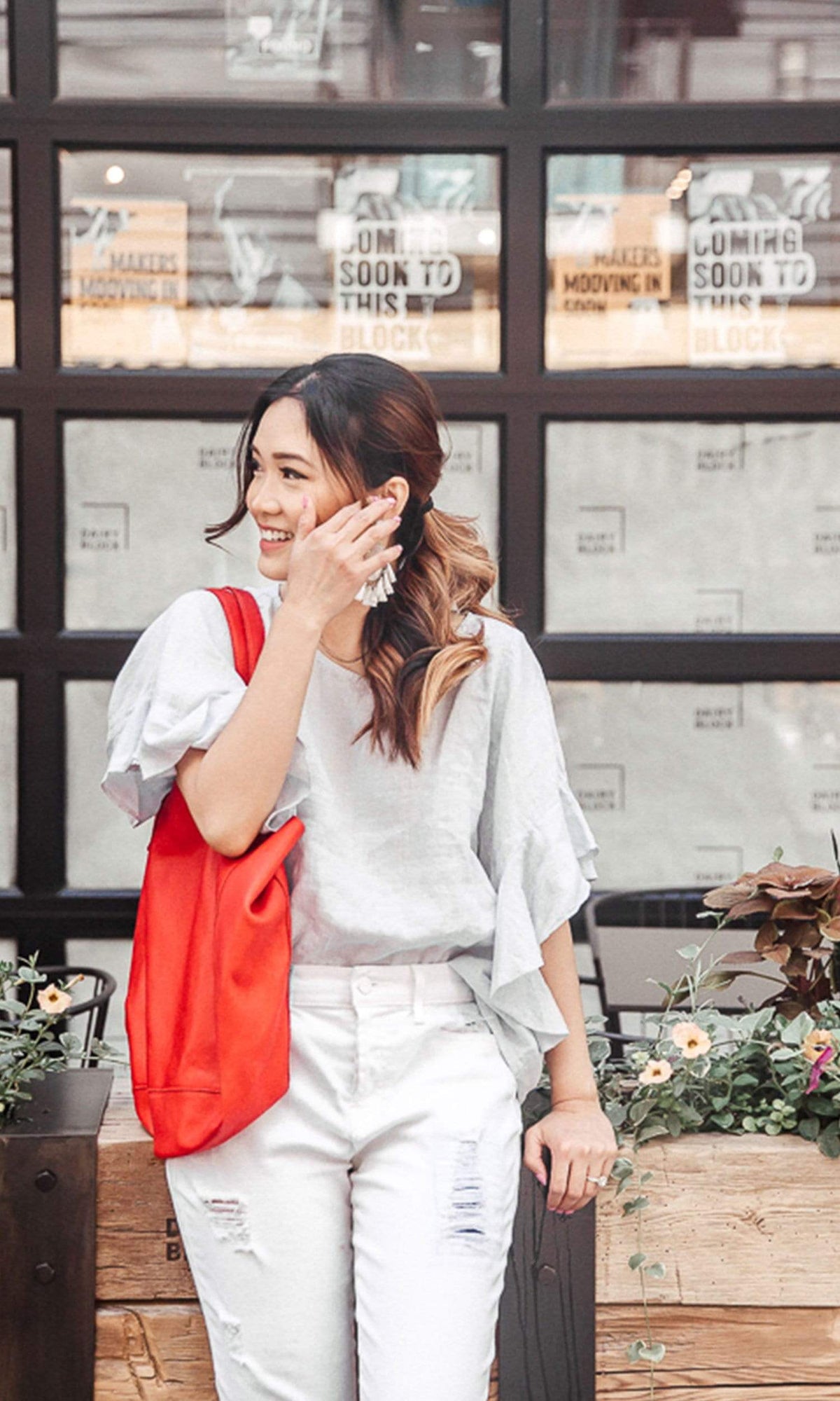 Velvet by Graham &amp; Spencer Alberta Woven Linen Ruffle Sleeve Top