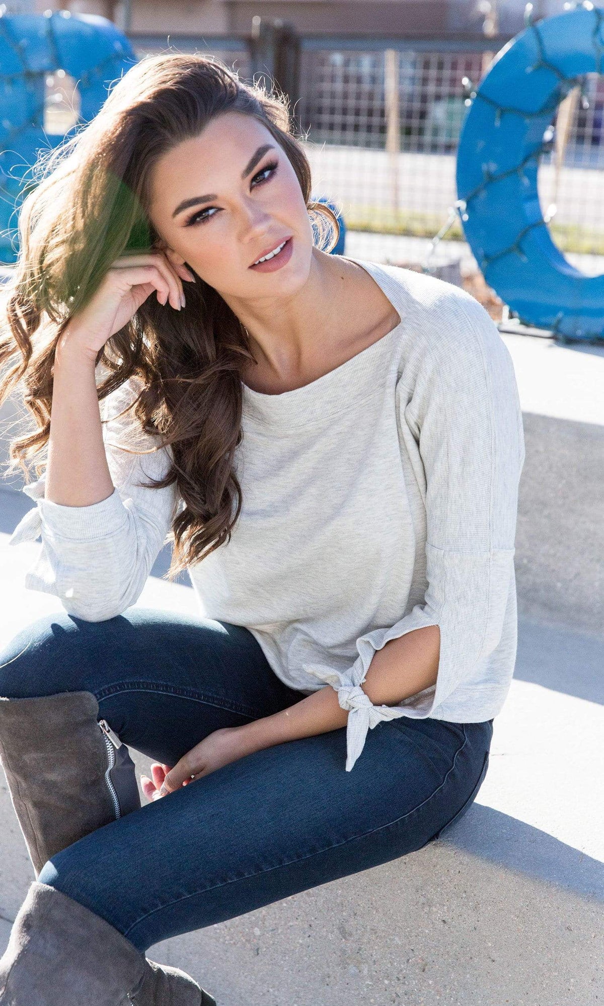 River + Sky Sweetwater Tie Sleeve High Low Sweatshirt