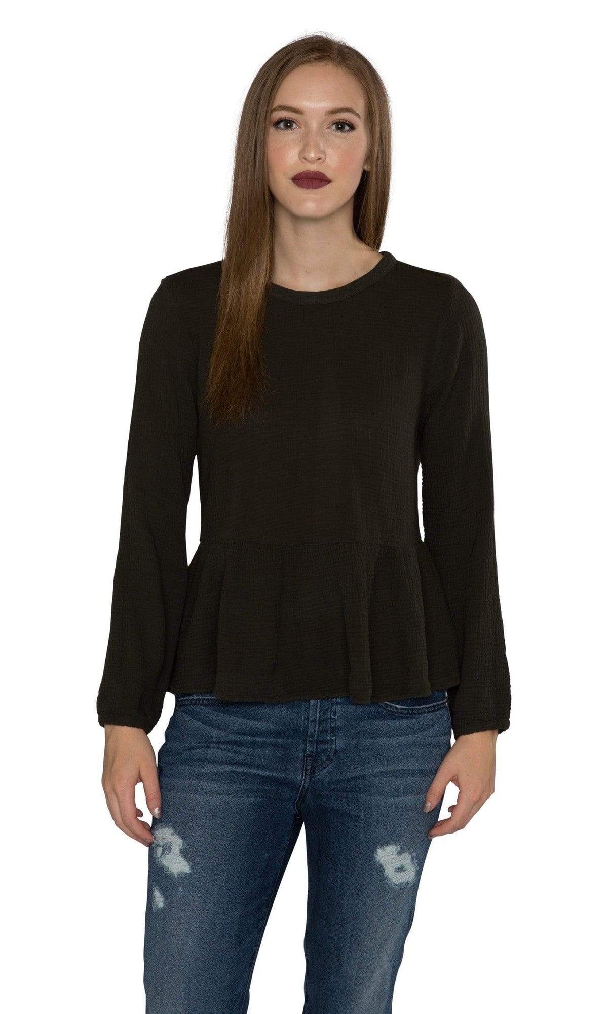 Velvet by Graham &amp; Spencer Hadlee Winter Bubble Gauze Peplum Top