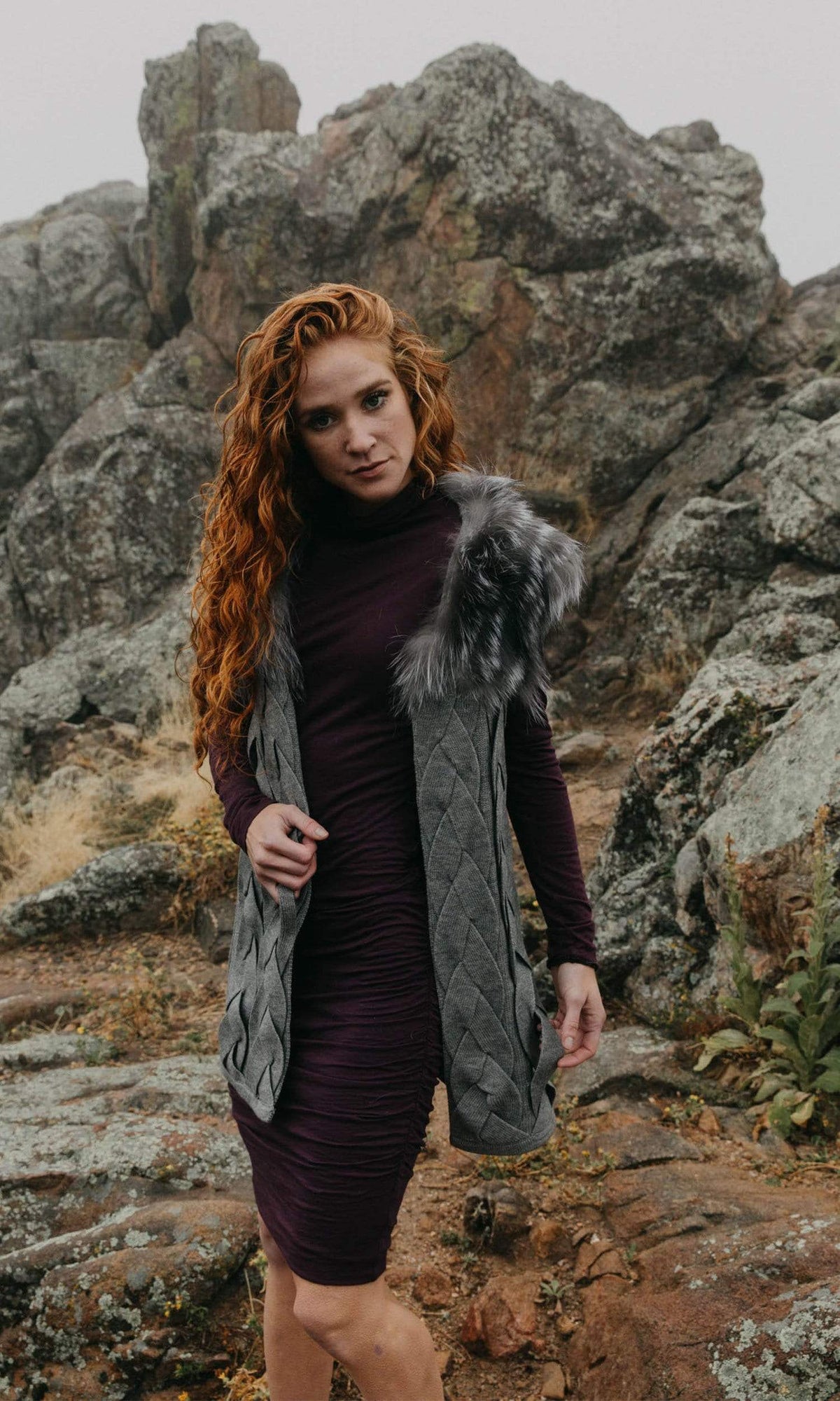 Love Token Melody Genuine Rabbit Fur Trim Vest