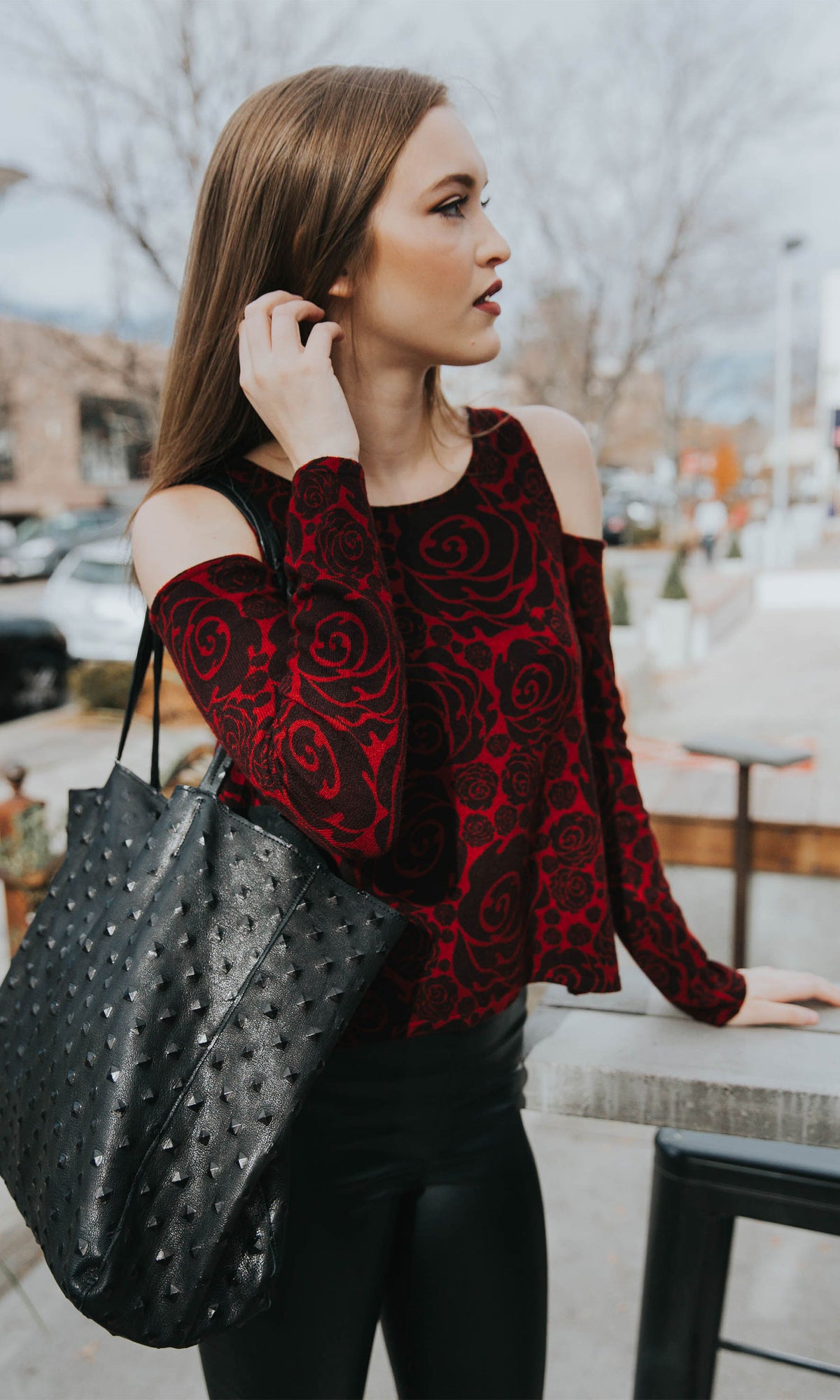 Streets Ahead Charlotte Pyramid Embossed Large Leather Tote