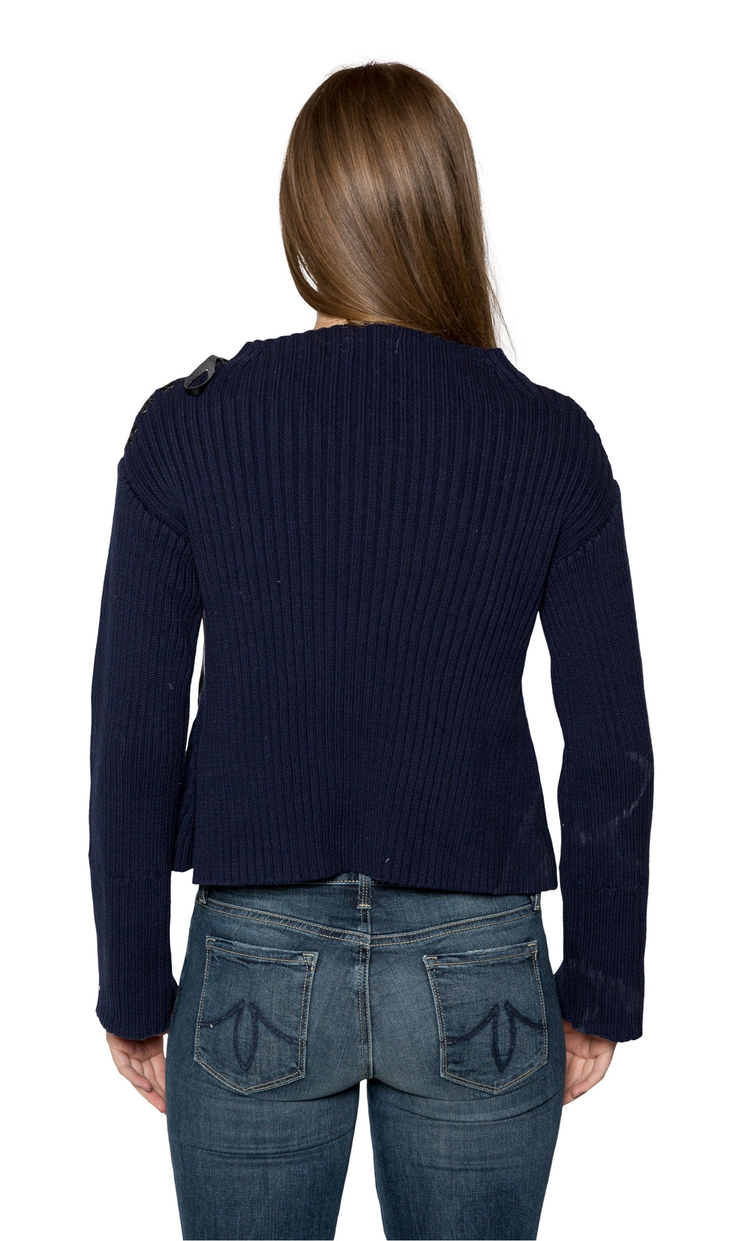 Sogi Funnel Neck with Leather Sweater