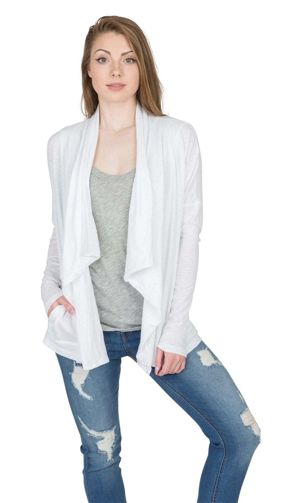 Velvet by Graham &amp; Spencer Emanuela Cotton Slub Open Drape Cardigan