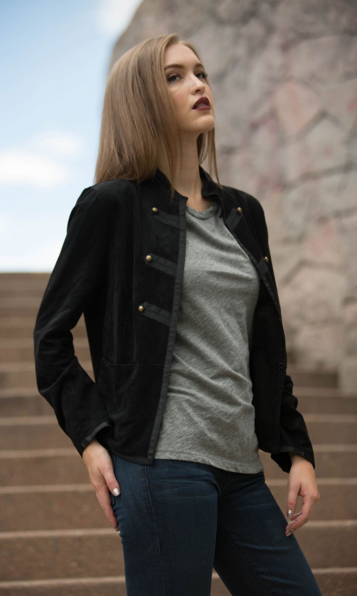 Velvet by Graham &amp; Spencer Everly Faux Suede Mock Neck Jacket