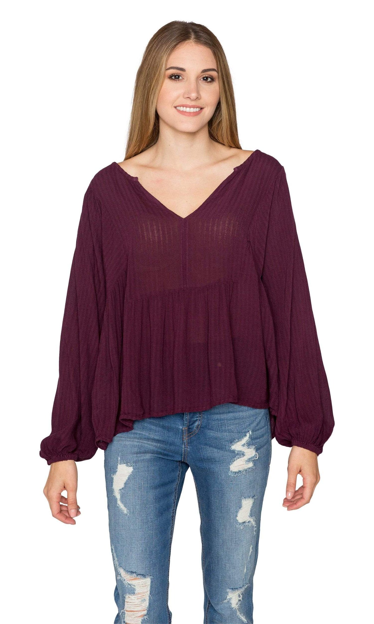 Velvet by Graham &amp; Spencer Misty Crinkle Gauze Peasant Blouse