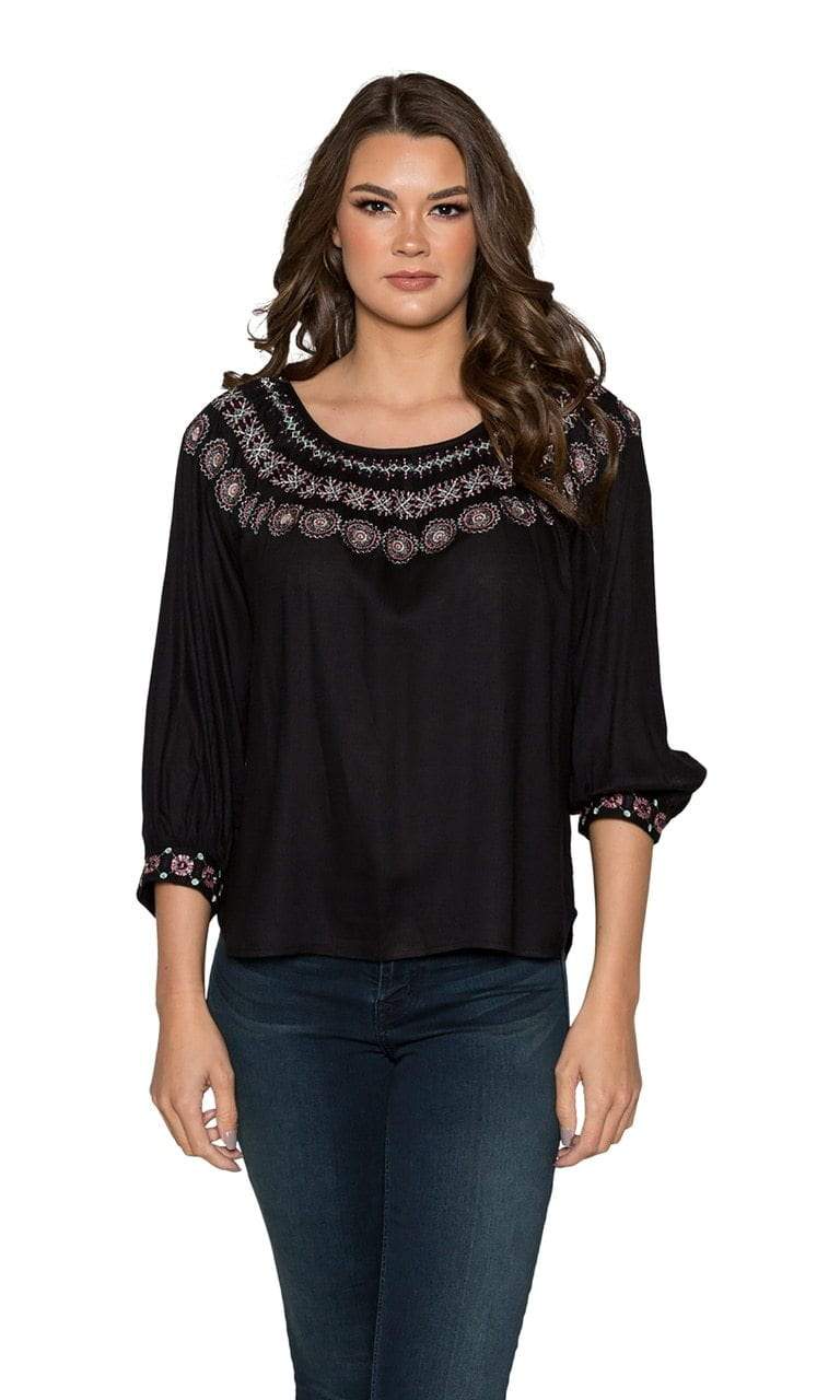 Velvet by Graham &amp; Spencer Eva Embroidered Peasant Top