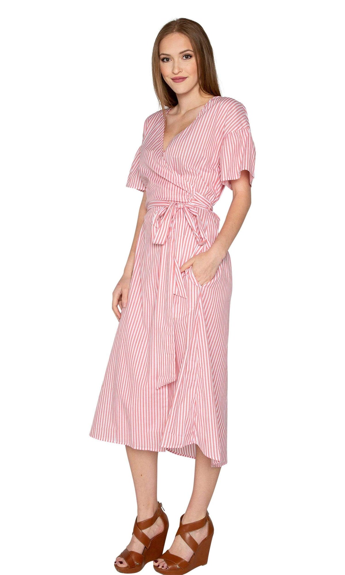 Velvet by Graham &amp; Spencer Jayel Cotton Stripe Wrap Dress