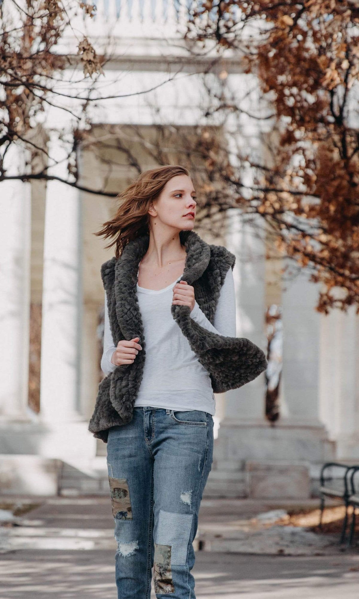 Love Token Ali Faux Fur Vest-Green