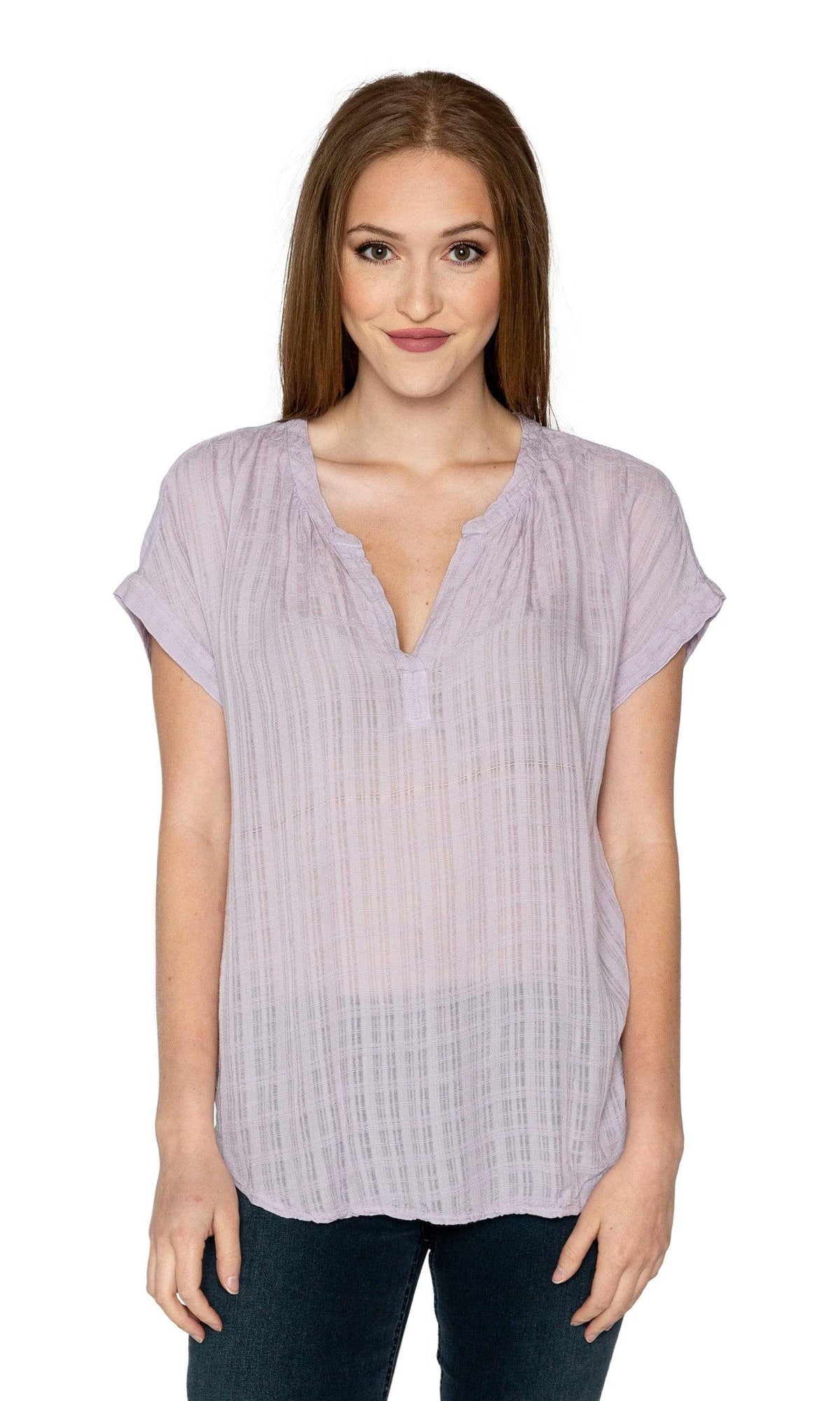 Velvet by Graham &amp; Spencer Capria Windowpane Challis Short Sleeve Top
