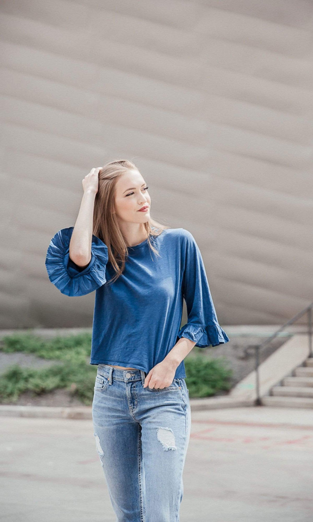 Velvet by Graham &amp; Spencer Toriana Cotton Slub Ruffle Sleeve Top