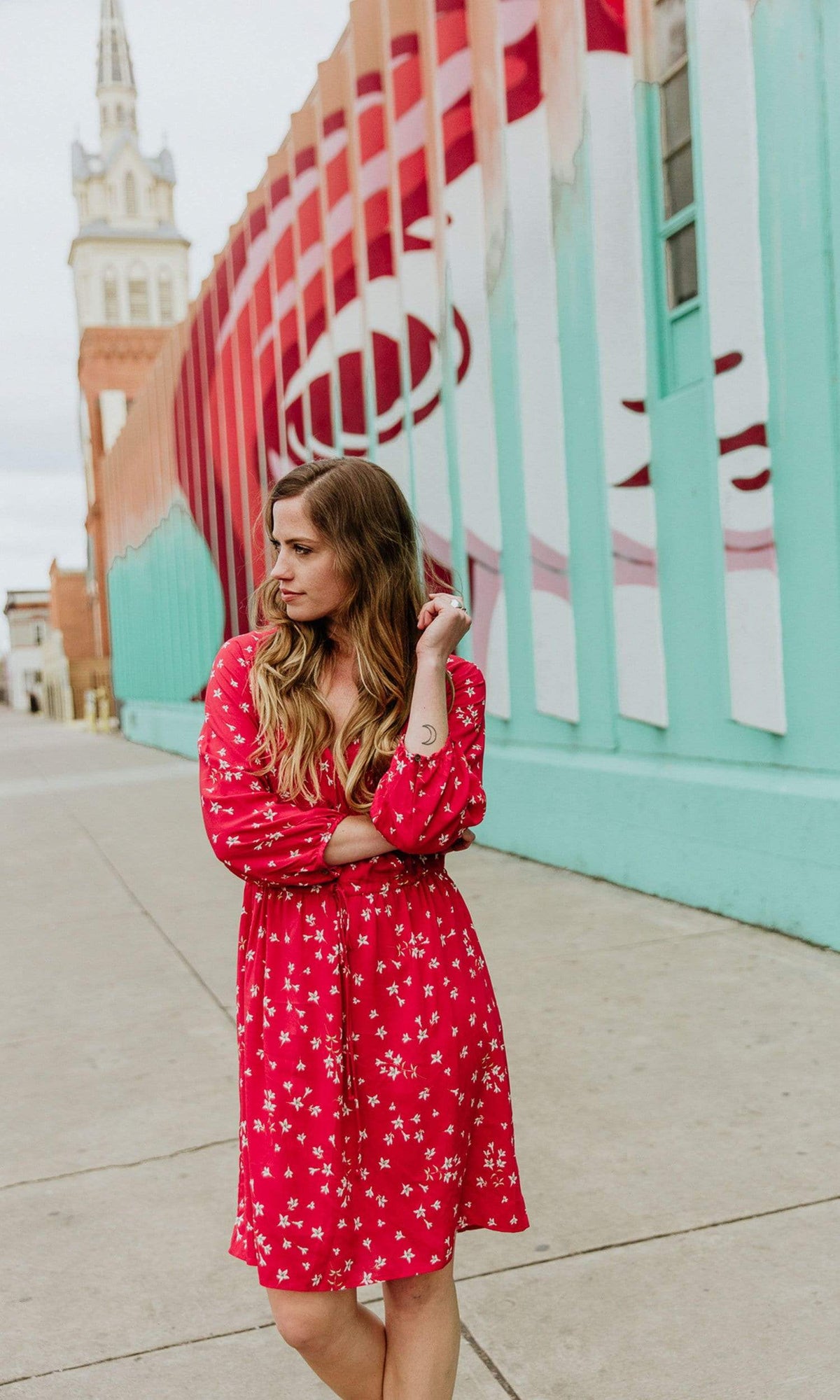 Velvet by Graham &amp; Spencer Danay Spring Floral Challis Long Sleeve Faux Wrap Dress