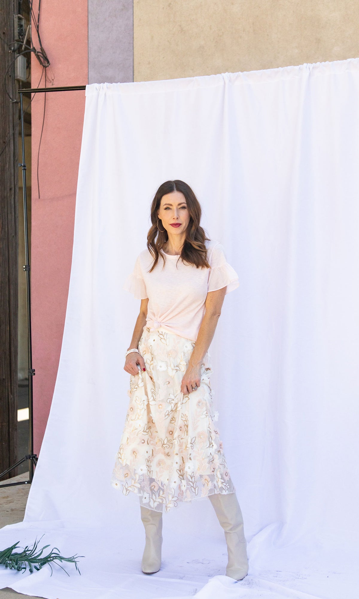 Velvet by Graham &amp; Spencer Maureen Cotton Contrast Ruffle Sleeve Top