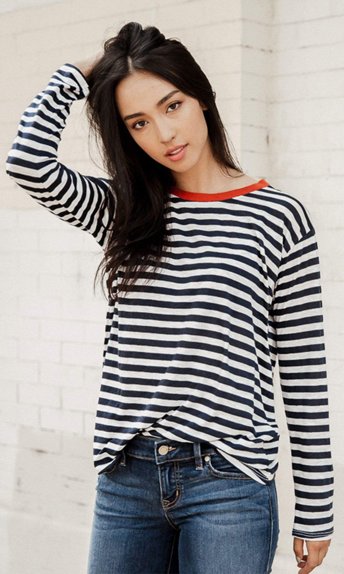 Velvet by Graham &amp; Spencer Renny Slub Knit Stripe Long Sleeve Tee