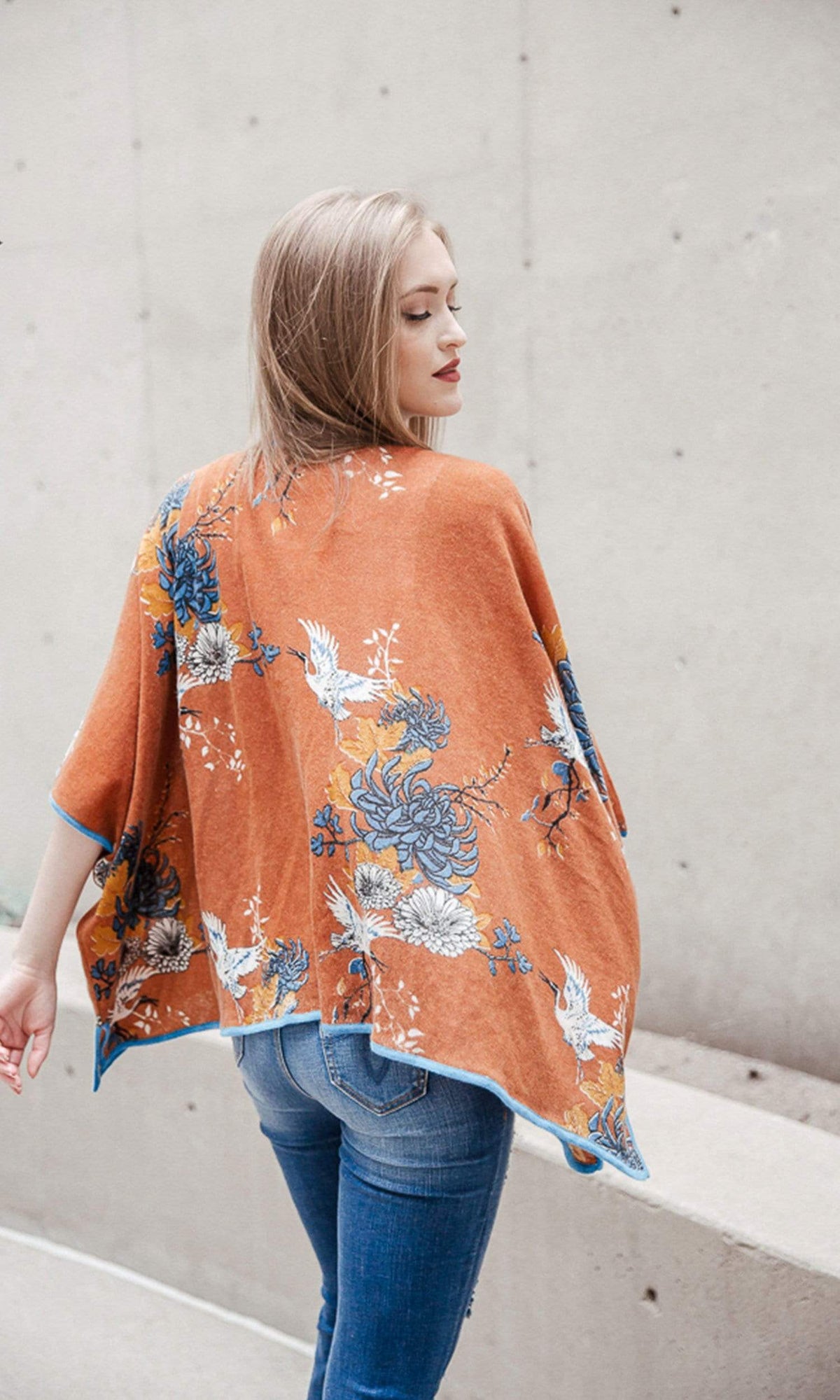 Knitwit Cashmere Kimono Cardigan - Japanese Floral
