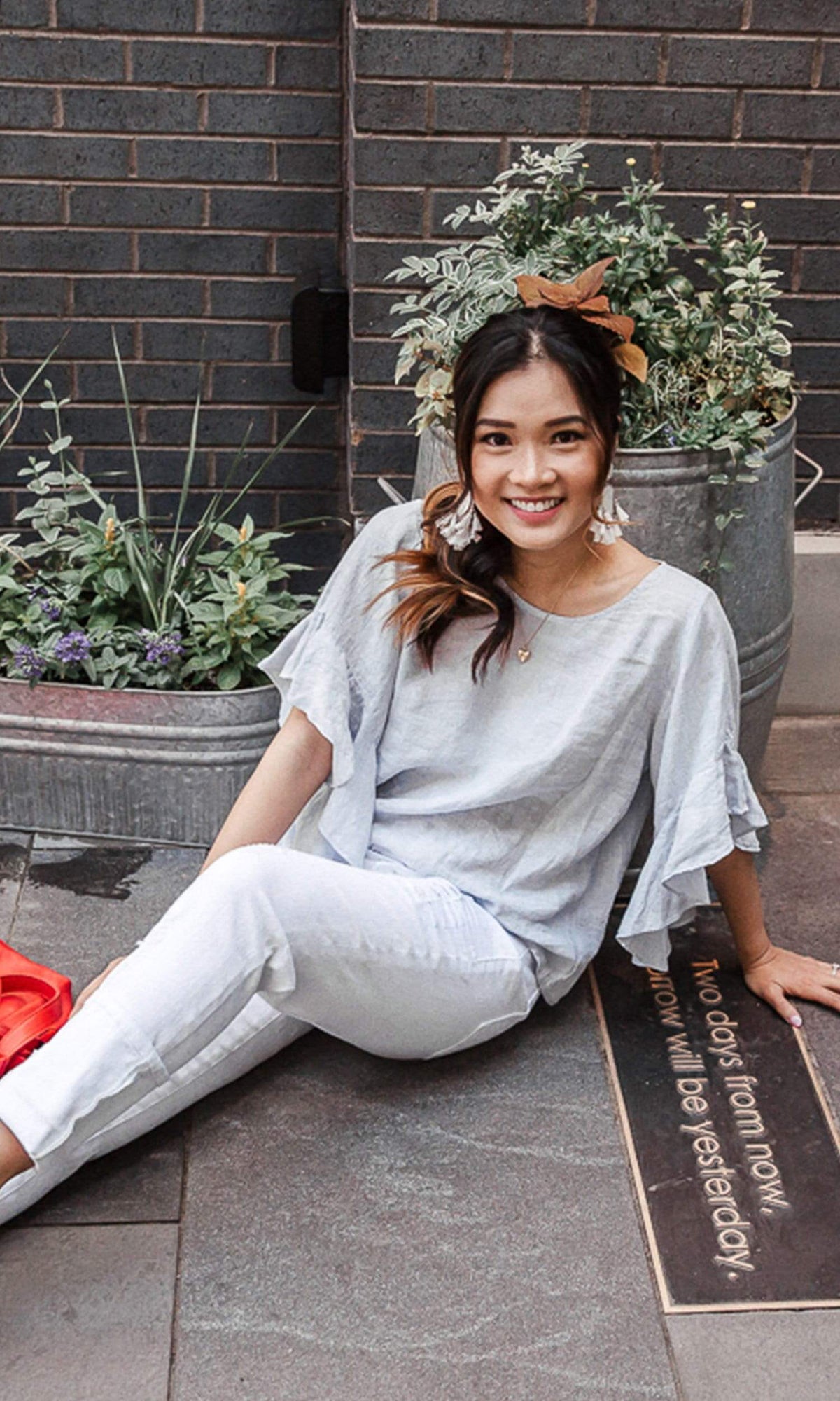 Velvet by Graham &amp; Spencer Alberta Woven Linen Ruffle Sleeve Top