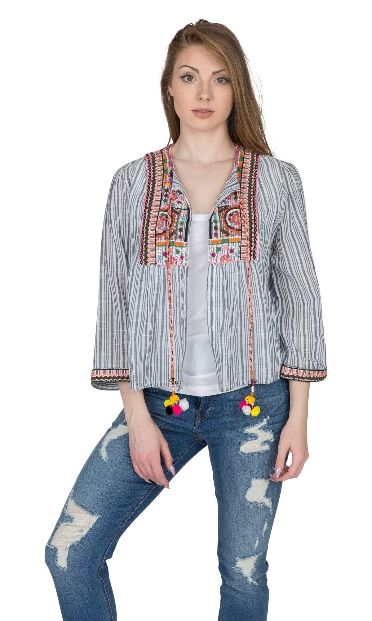 Velvet by Graham &amp; Spencer Mckay Embroidered Lightweight Cotton Jacket