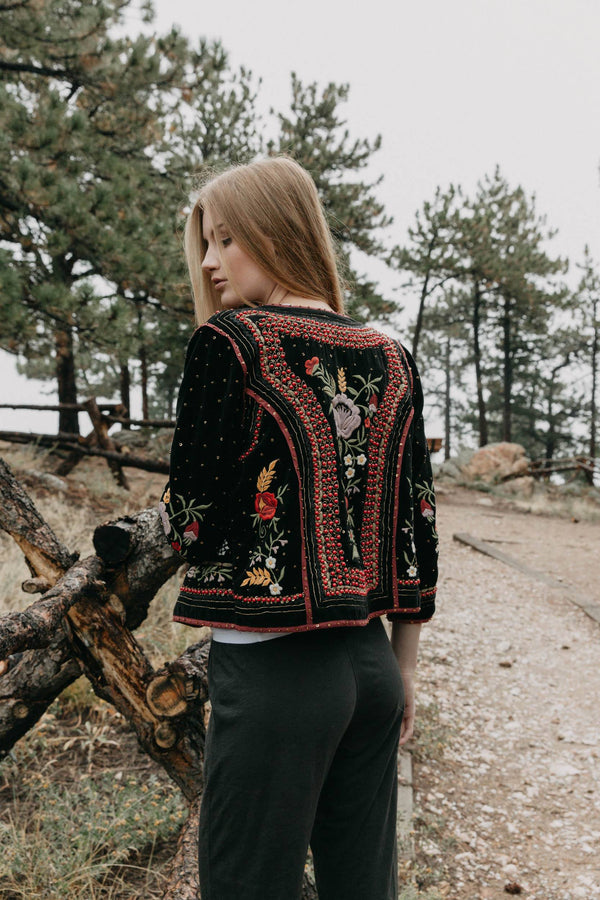 Velvet by Graham and Spencer Adara Embroidered Velvet Jacket