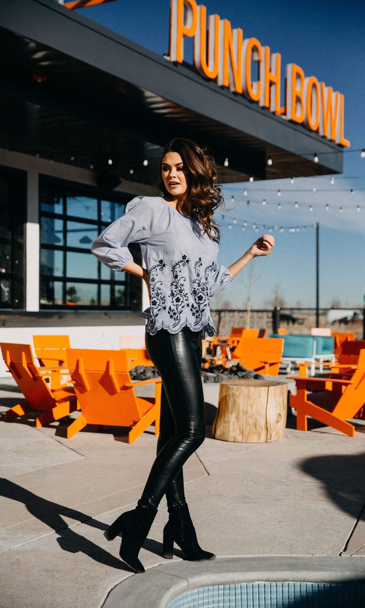 Velvet by Graham &amp; Spencer Reagan Embroidered Stripe Slit Sleeve Top