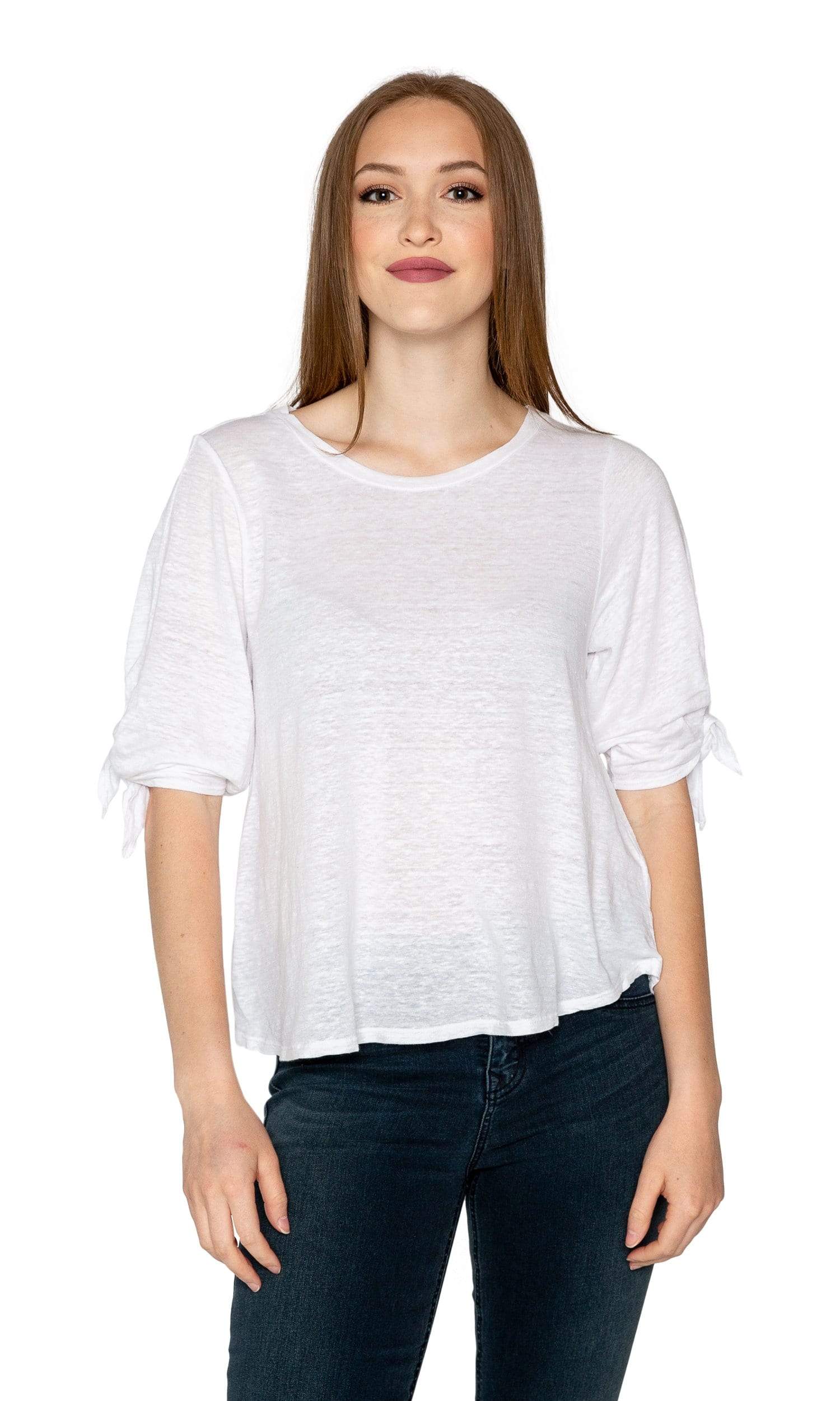 Velvet by Graham & Spencer Bianca Linen Knit Tie Sleeve Top