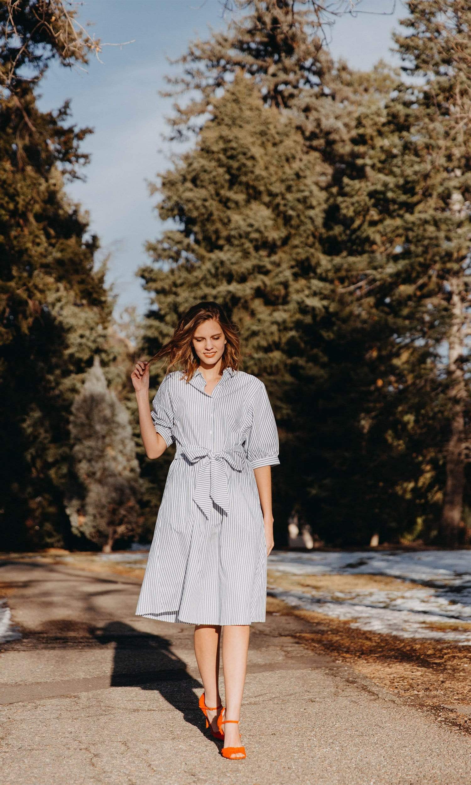 classic striped lace-up shirt dress Buy Stripe Blue and White Lace Shirt Dress - Boho