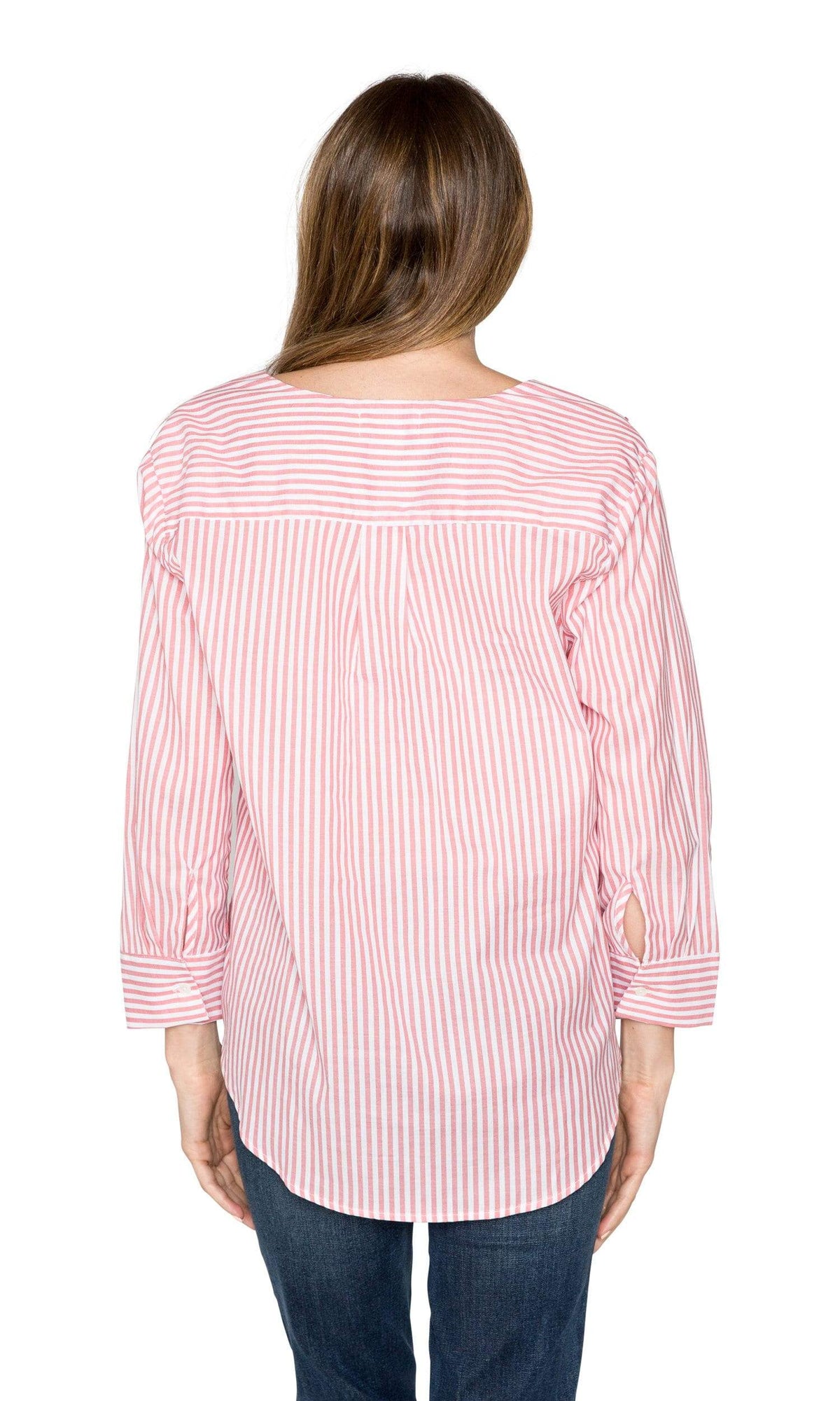 Velvet by Graham &amp; Spencer Hama Striped Ruffle Front Button Up Top