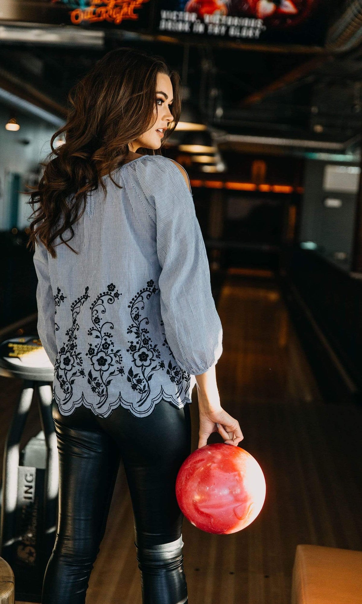 Velvet by Graham &amp; Spencer Reagan Embroidered Stripe Slit Sleeve Top