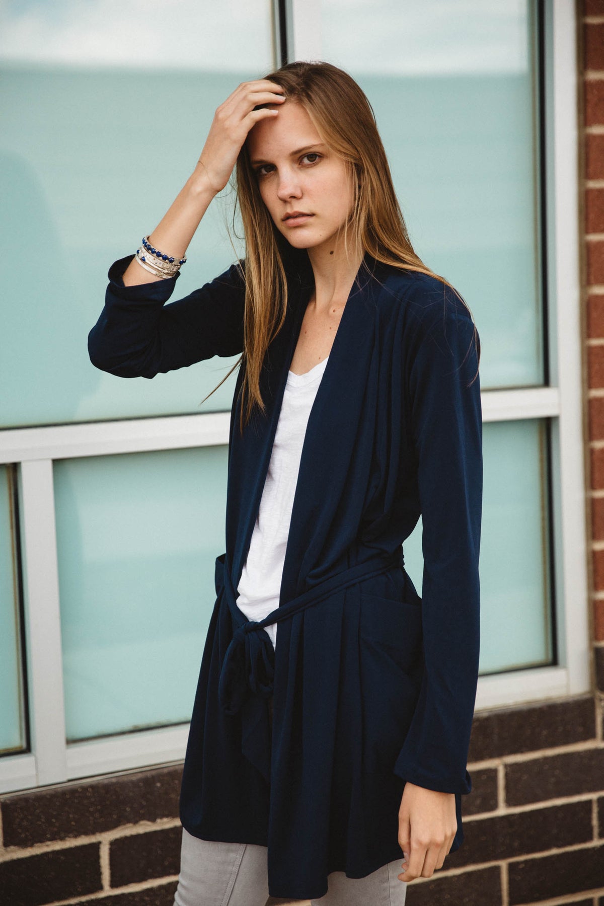 Viereck Luca Tie Waist Cardigan-Navy