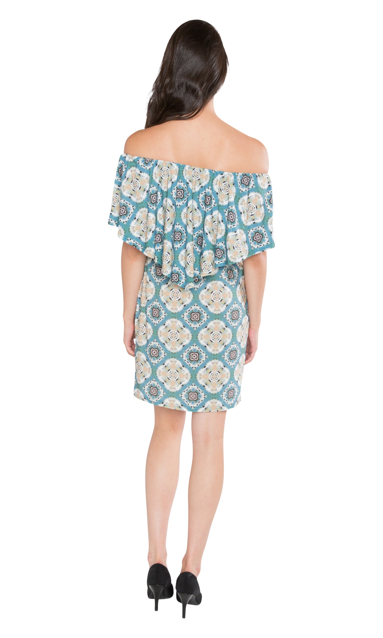 Viereck Morpheus Ruffle Front Off Shoulder Dress