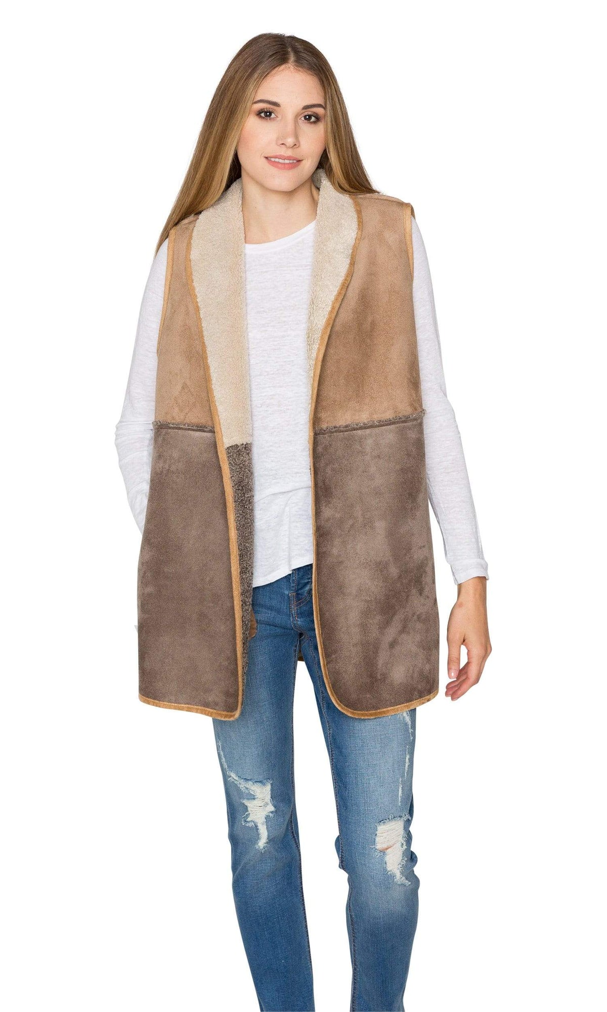 Velvet by Graham &amp; Spencer Valetta Faux Sherpa Reversible Colorblock Vest