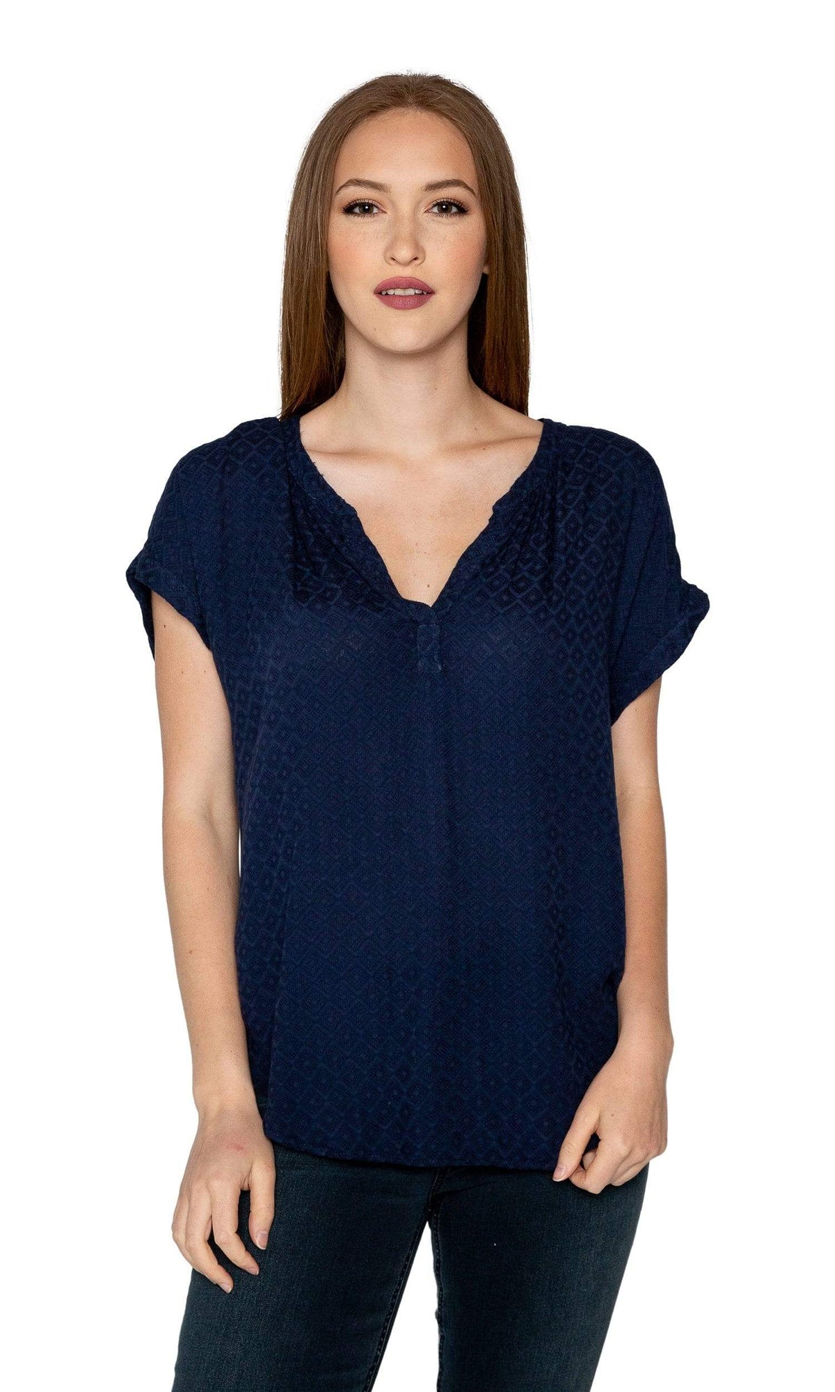 Velvet by Graham &amp; Spencer Devanee Damask Rayon Short Sleeve Top