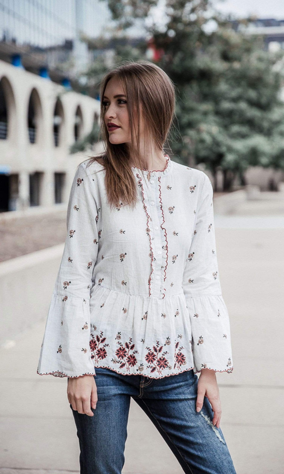 Velvet by Graham &amp; Spencer Breanna Embroidered Ruffle Top