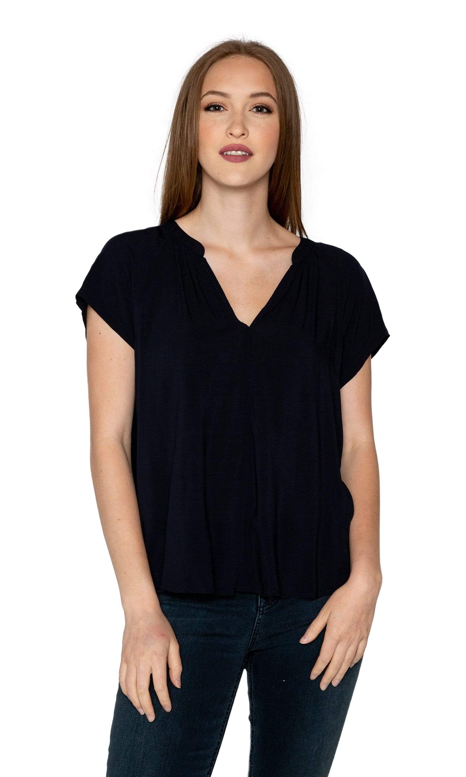 Velvet by Graham & Spencer Goa Rayon Challis Short Sleeve Top