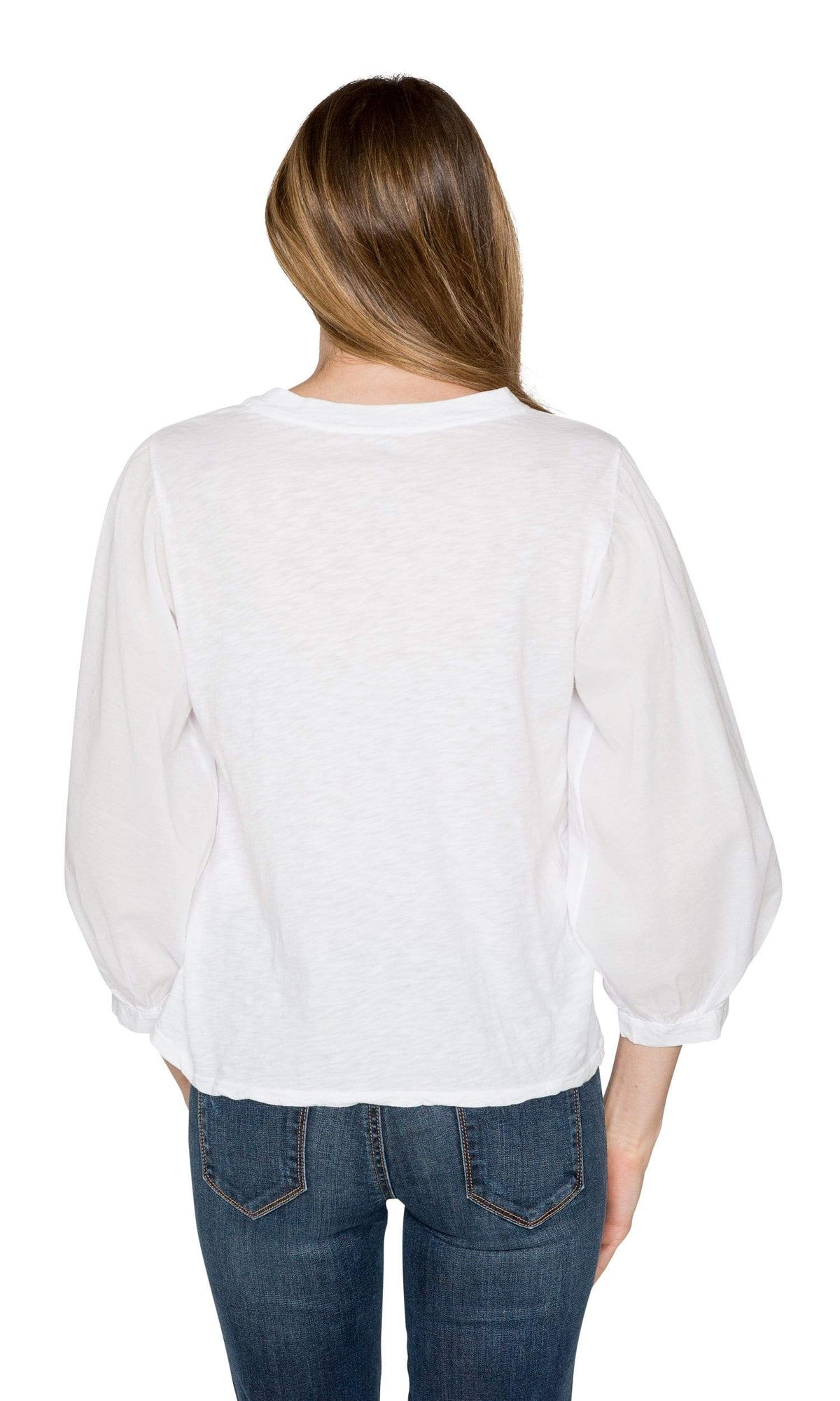 Velvet by Graham &amp; Spencer Simpson Cotton Slub Contrast Puff Sleeve Top