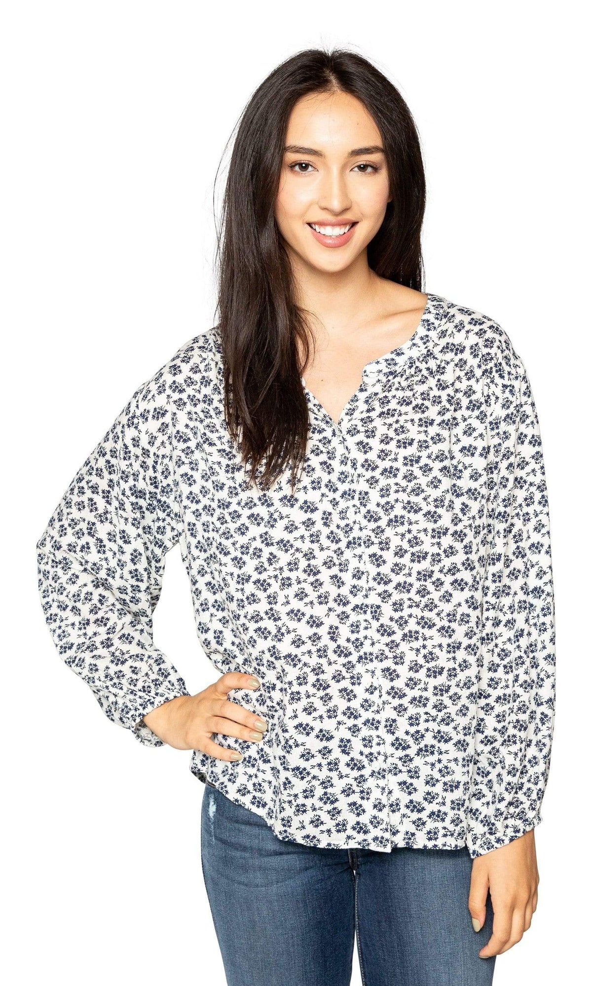 Velvet by Graham &amp; Spencer Kissan Sheer Printed Gauze Button Up Top