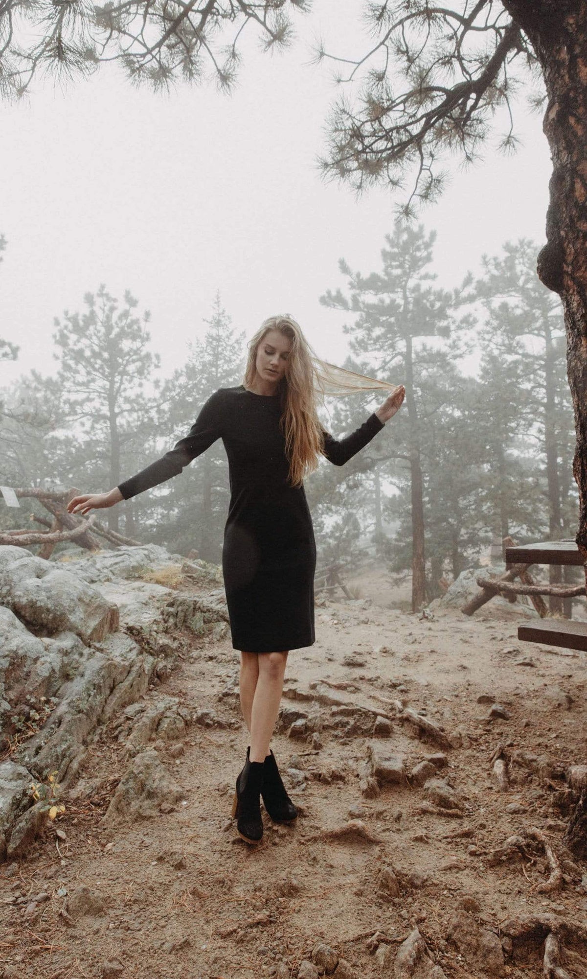 Level 99 Nev Long Sleeve Faux Suede Dress