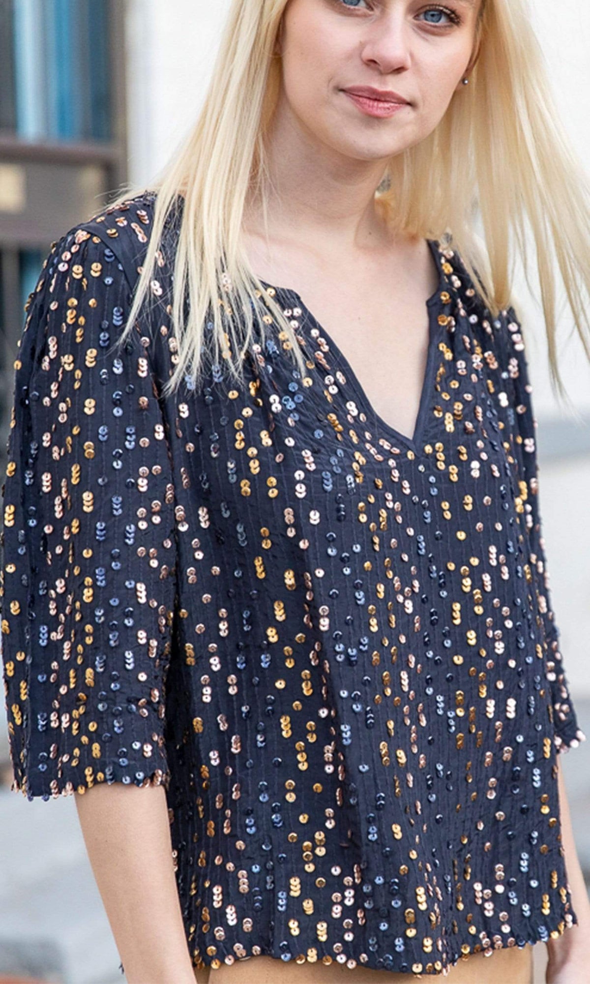 Velvet by Graham &amp; Spencer Prima Sequin V Neck Top